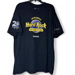 Hard Rock Hotel Casino Tampa Seminole Graphic T Shirt 2X Black Unity Florida Y2K